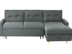 Left Hand Corner Sofa Bed With Storage Dark Grey Flakk