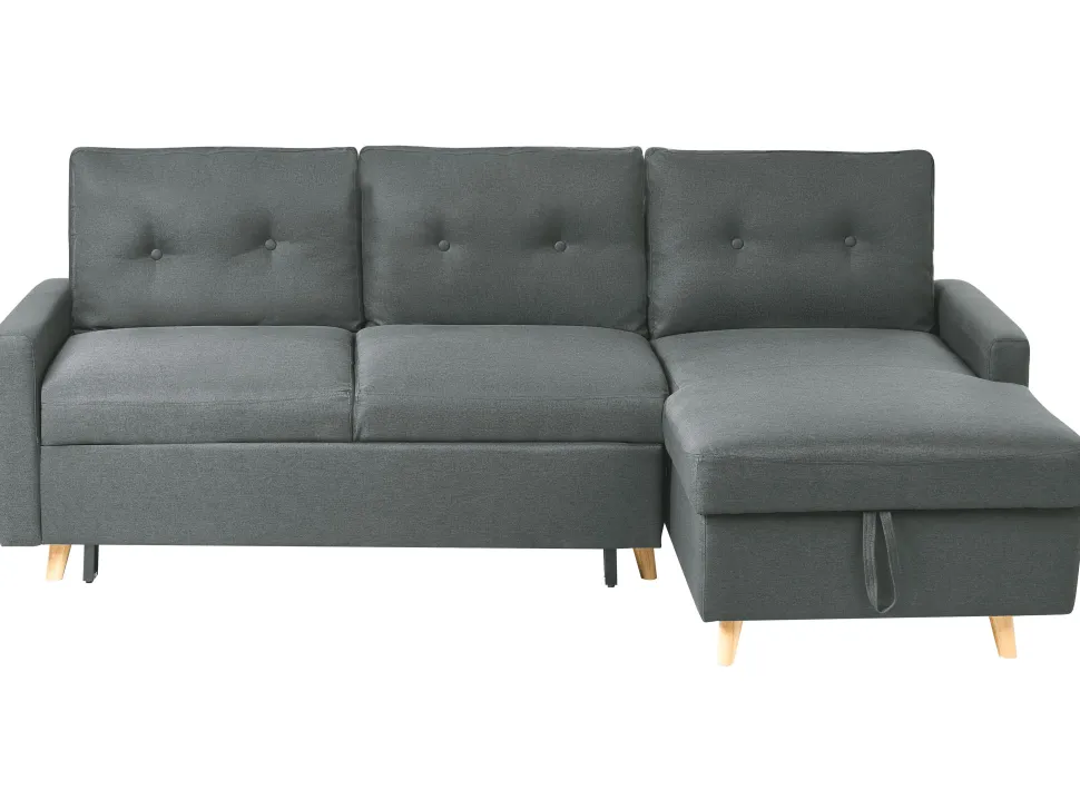 Left Hand Corner Sofa Bed With Storage Dark Grey Flakk