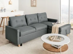 Left Hand Corner Sofa Bed With Storage Dark Grey Flakk