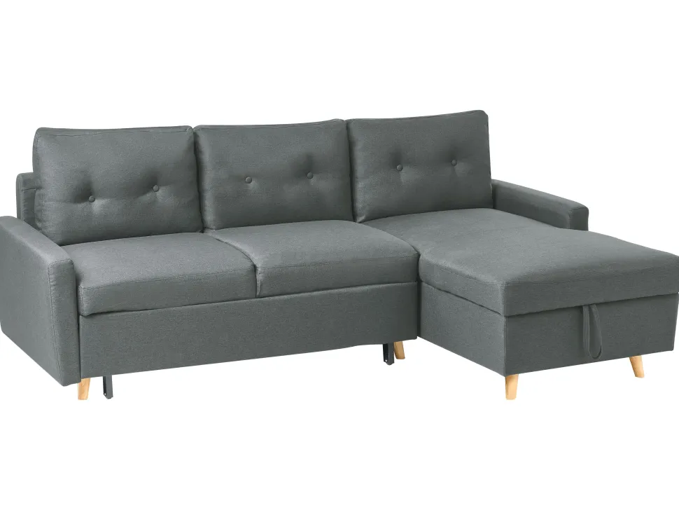 Left Hand Corner Sofa Bed With Storage Dark Grey Flakk
