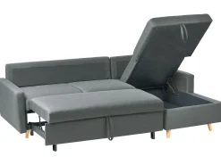 Left Hand Corner Sofa Bed With Storage Dark Grey Flakk