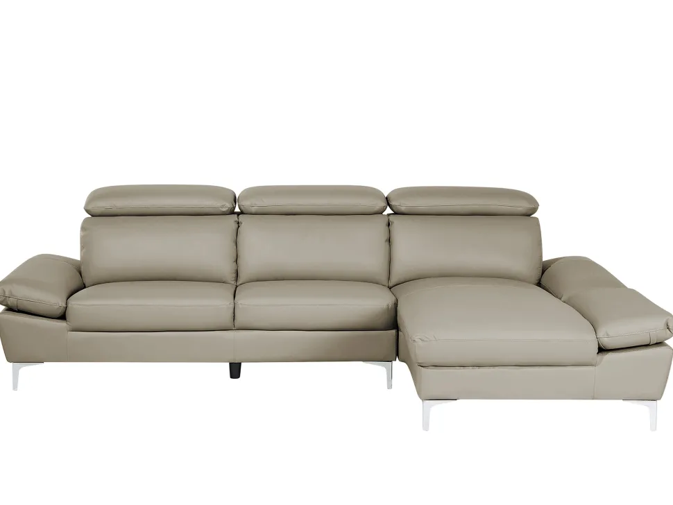 Left Hand Corner Sofa Leather Taupe Beige Farila