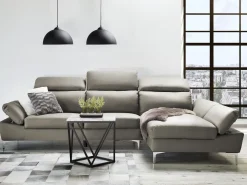Left Hand Corner Sofa Leather Taupe Beige Farila