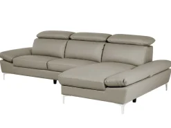 Left Hand Corner Sofa Leather Taupe Beige Farila