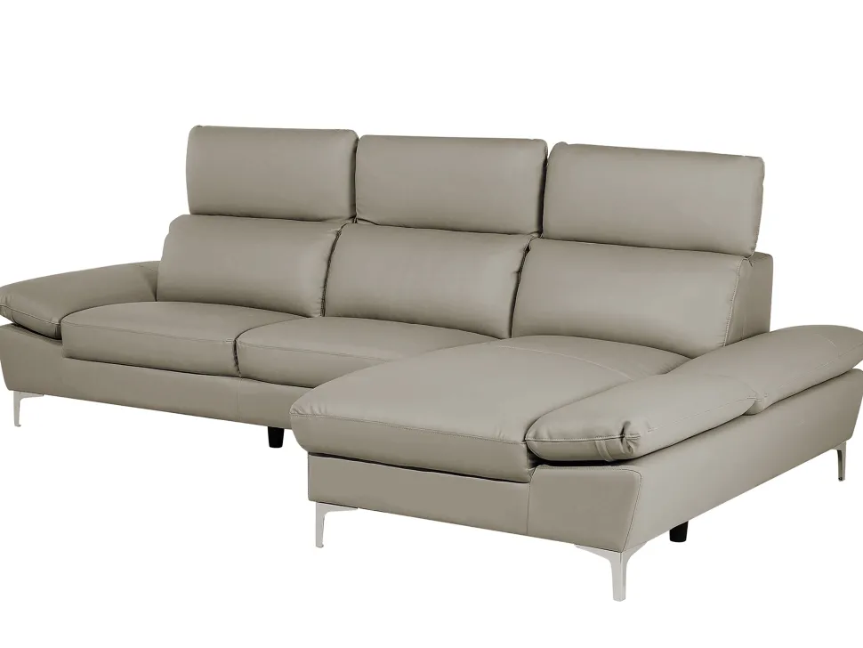 Left Hand Corner Sofa Leather Taupe Beige Farila