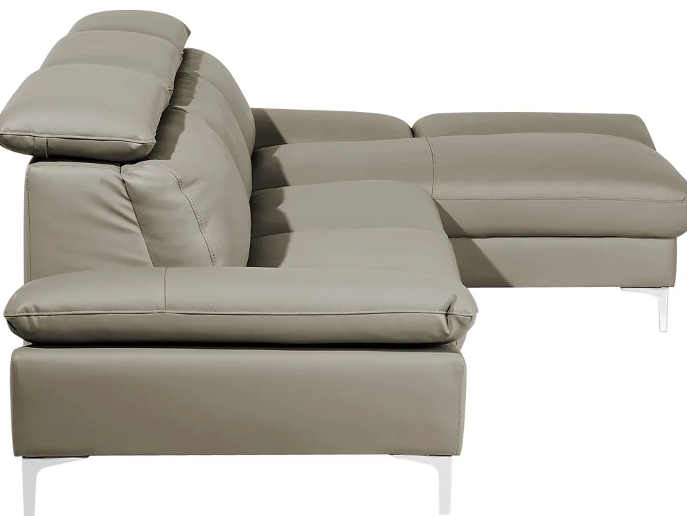 Left Hand Corner Sofa Leather Taupe Beige Farila