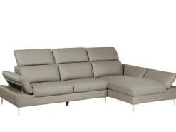 Left Hand Corner Sofa Leather Taupe Beige Farila