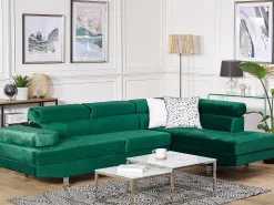 Left Hand Corner Velvet Sofa Green Norrea