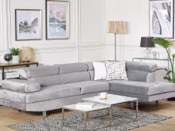 Left Hand Corner Velvet Sofa Grey Norrea