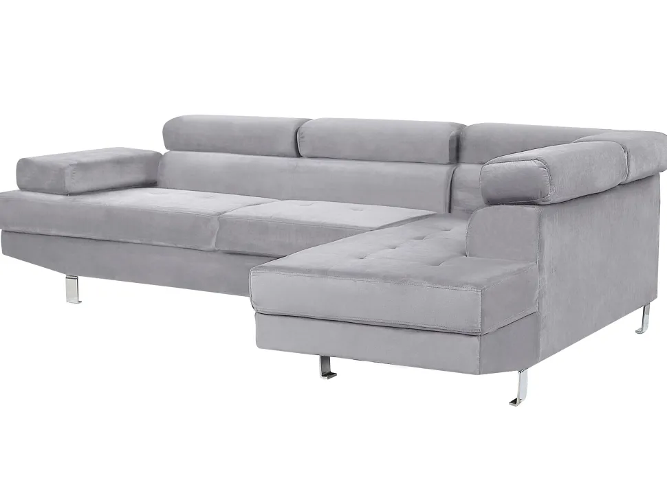 Left Hand Corner Velvet Sofa Grey Norrea