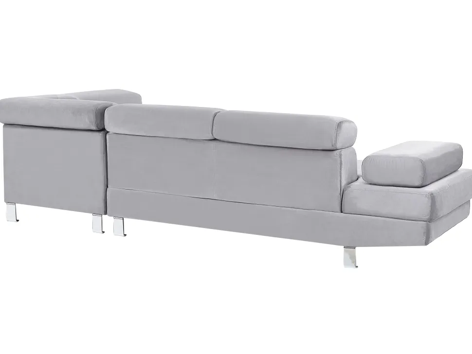 Left Hand Corner Velvet Sofa Grey Norrea