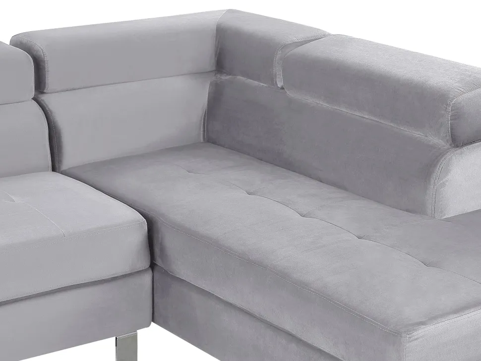 Left Hand Corner Velvet Sofa Grey Norrea