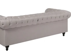 Left Hand Fabric Corner Sofa Beige Chesterfield