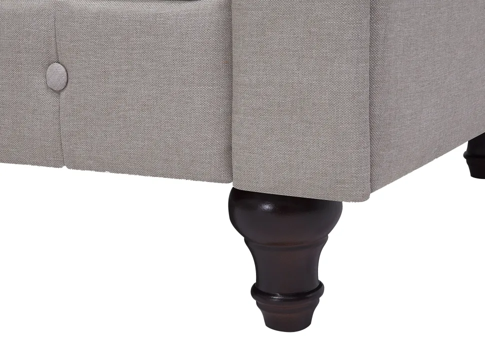 Left Hand Fabric Corner Sofa Beige Chesterfield