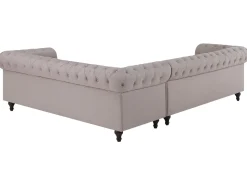 Left Hand Fabric Corner Sofa Beige Chesterfield