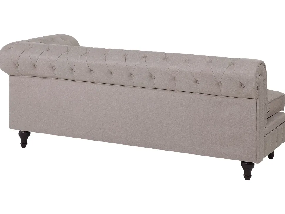 Left Hand Fabric Corner Sofa Beige Chesterfield