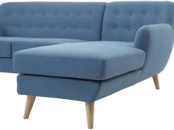 Left Hand Fabric Corner Sofa Blue Motala