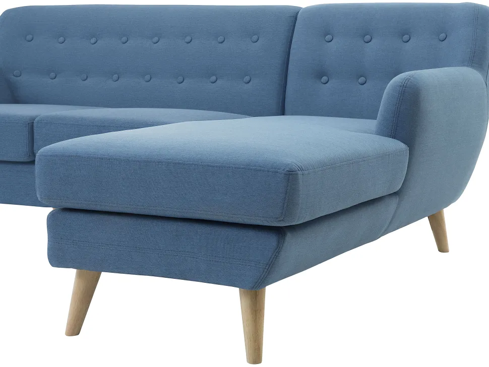 Left Hand Fabric Corner Sofa Blue Motala