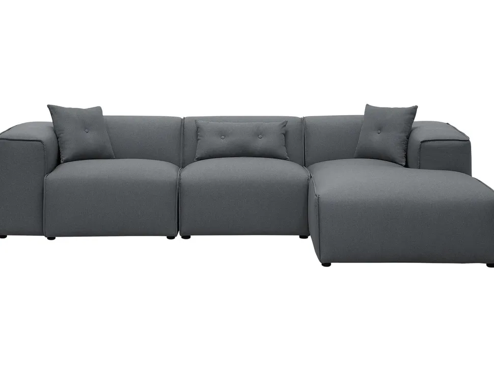 Left Hand Fabric Corner Sofa Dark Grey Dolva