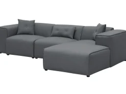 Left Hand Fabric Corner Sofa Dark Grey Dolva