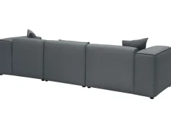 Left Hand Fabric Corner Sofa Dark Grey Dolva