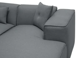 Left Hand Fabric Corner Sofa Dark Grey Dolva