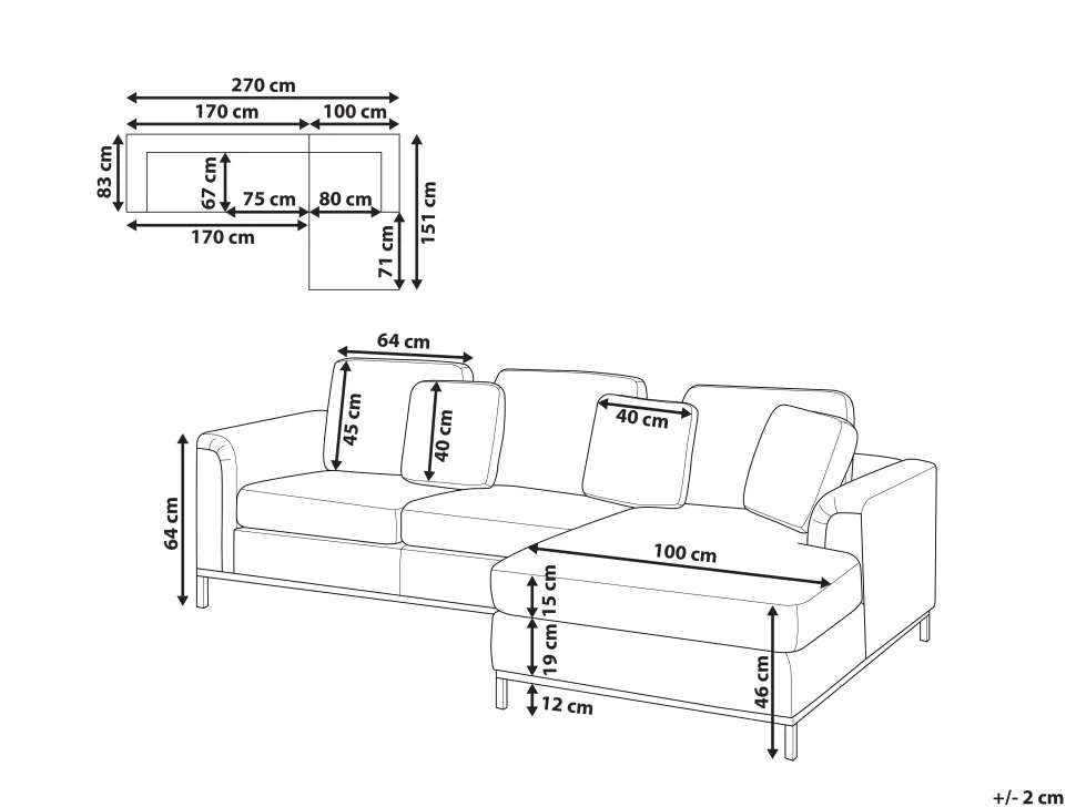 Left Hand Fabric Corner Sofa Light Grey Oslo