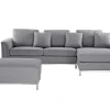 Left Hand Fabric Corner Sofa With Ottoman Light Grey Oslo