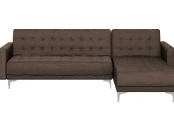 Left Hand Fabric Corner Sofa Dark Brown Aberdeen