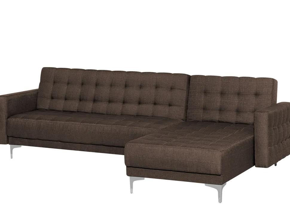 Left Hand Fabric Corner Sofa Dark Brown Aberdeen