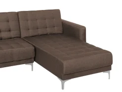 Left Hand Fabric Corner Sofa Dark Brown Aberdeen