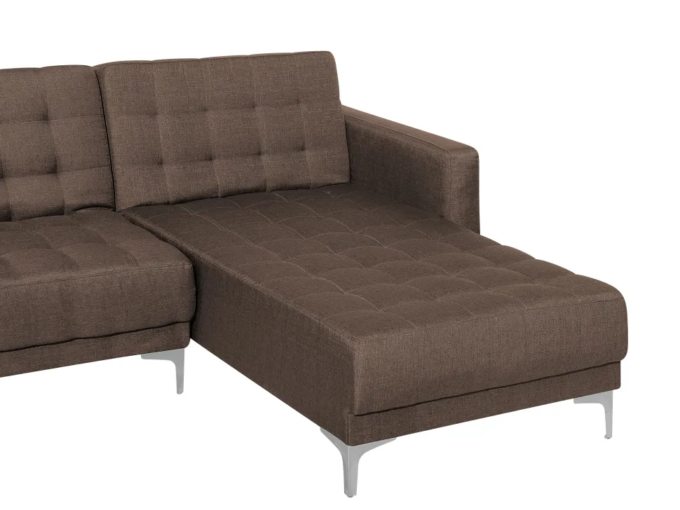 Left Hand Fabric Corner Sofa Dark Brown Aberdeen