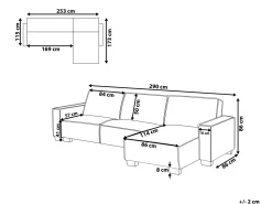 Left Hand Fabric Corner Sofa Bed Beige Romedal