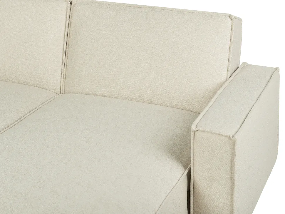 Left Hand Fabric Corner Sofa Bed Beige Romedal