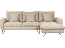 Left Hand Fabric Corner Sofa Beige Sersan