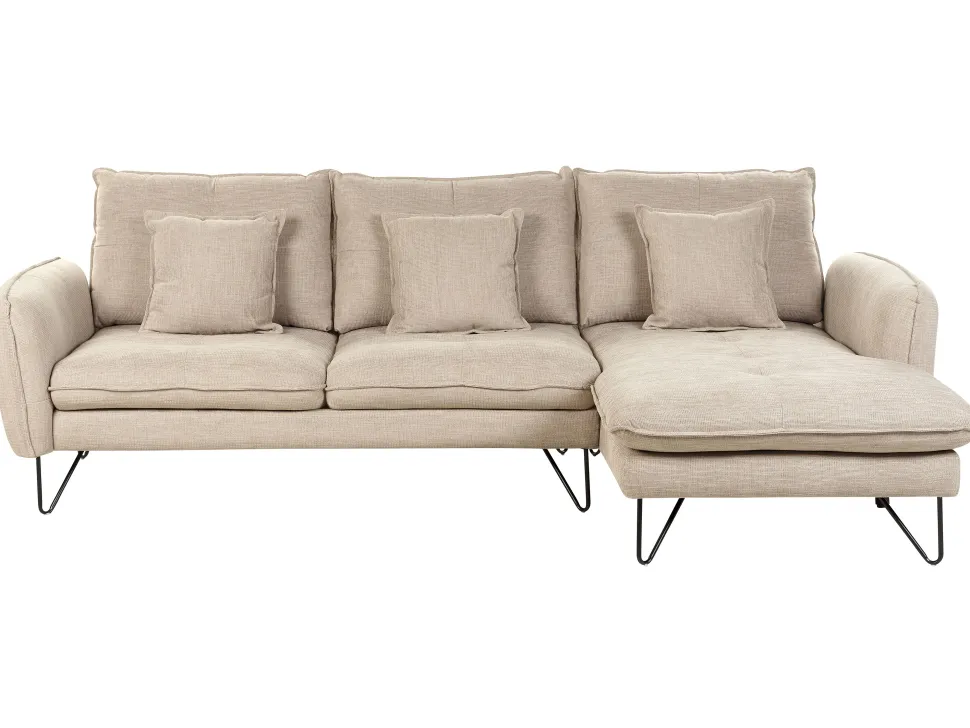 Left Hand Fabric Corner Sofa Beige Sersan