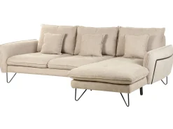 Left Hand Fabric Corner Sofa Beige Sersan