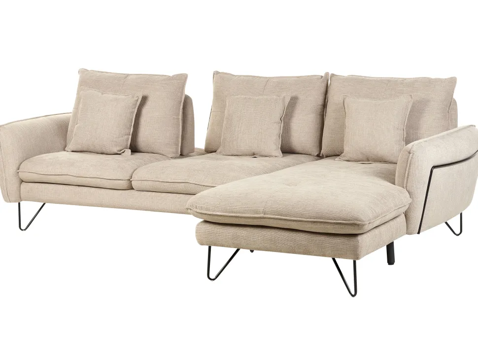 Left Hand Fabric Corner Sofa Beige Sersan