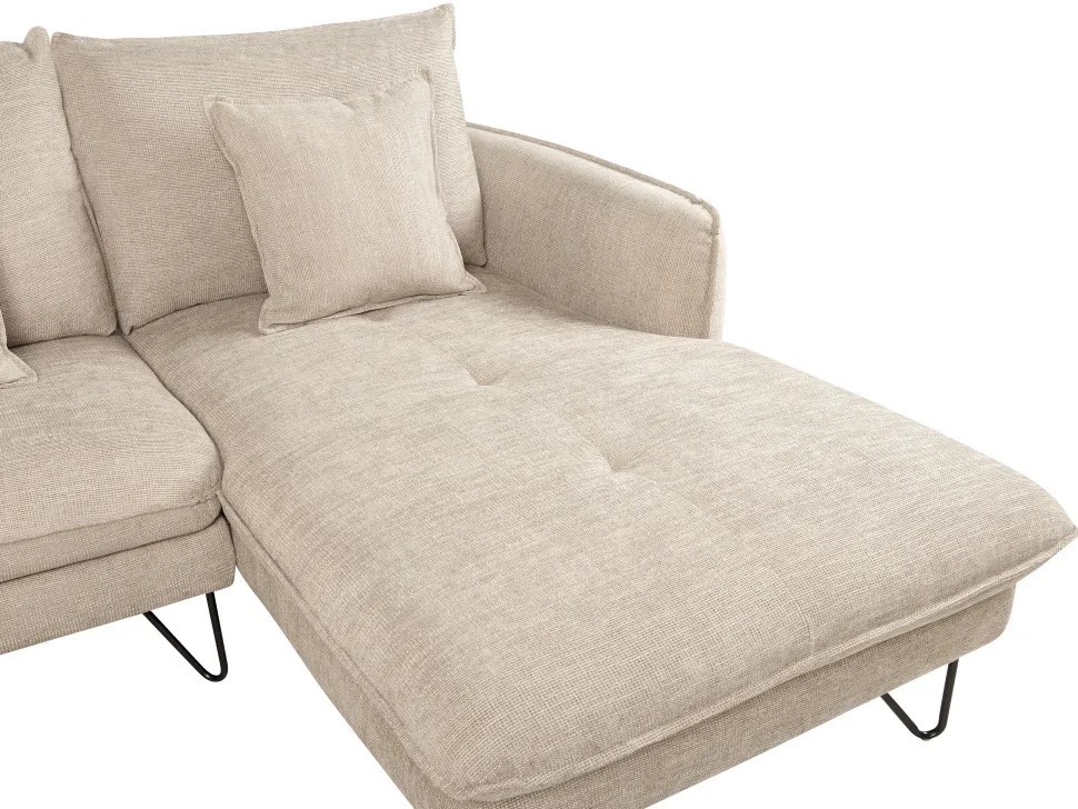 Left Hand Fabric Corner Sofa Beige Sersan