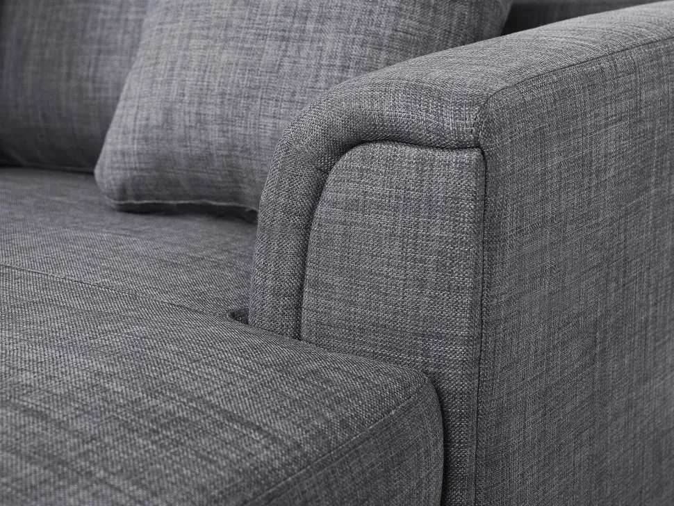 Left Hand Fabric Corner Sofa With Ottoman Grey Oslo