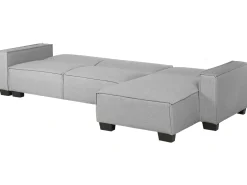 Left Hand Fabric Corner Sofa Bed Light Grey Romedal