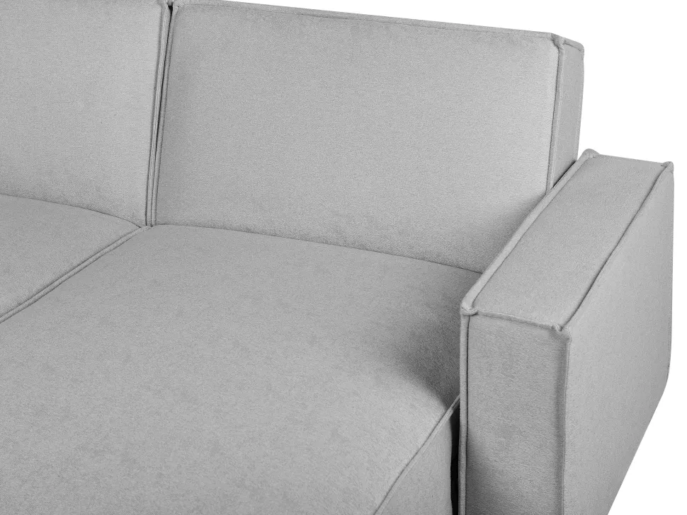 Left Hand Fabric Corner Sofa Bed Light Grey Romedal