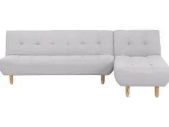 Left Hand Fabric Corner Sofa Bed Light Grey Alsten