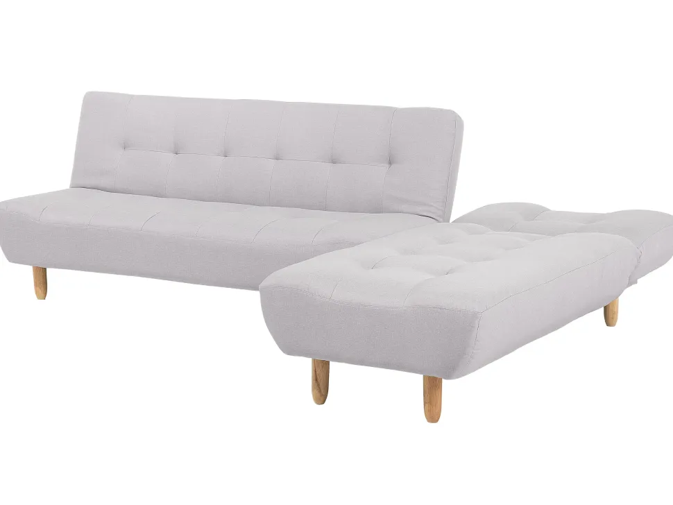 Left Hand Fabric Corner Sofa Bed Light Grey Alsten