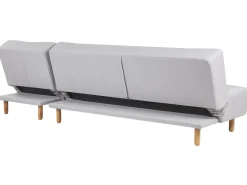 Left Hand Fabric Corner Sofa Bed Light Grey Alsten
