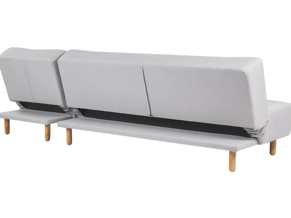 Left Hand Fabric Corner Sofa Bed Light Grey Alsten