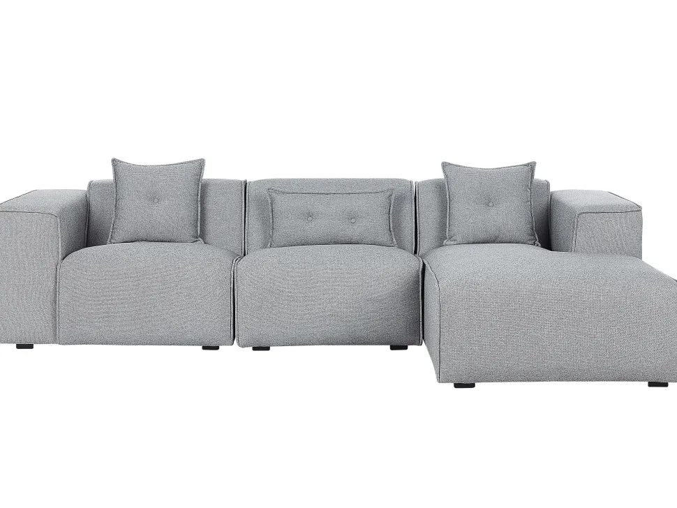 Left Hand Fabric Corner Sofa Grey Dolva