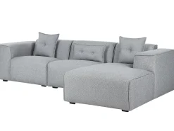 Left Hand Fabric Corner Sofa Grey Dolva