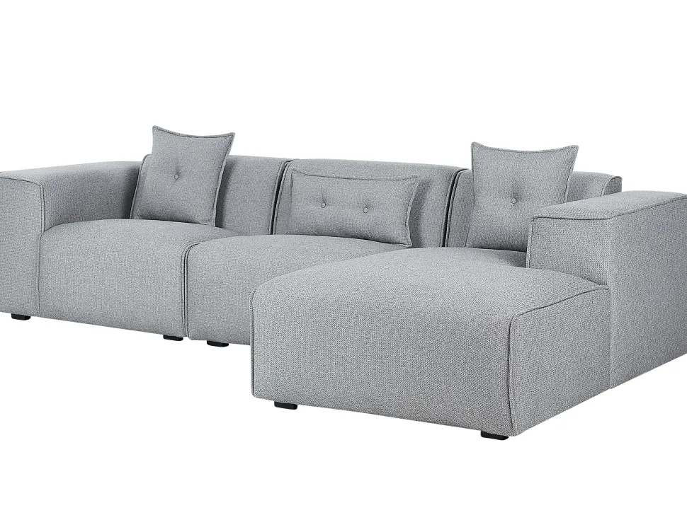 Left Hand Fabric Corner Sofa Grey Dolva