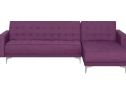 Left Hand Fabric Corner Sofa Purple Aberdeen